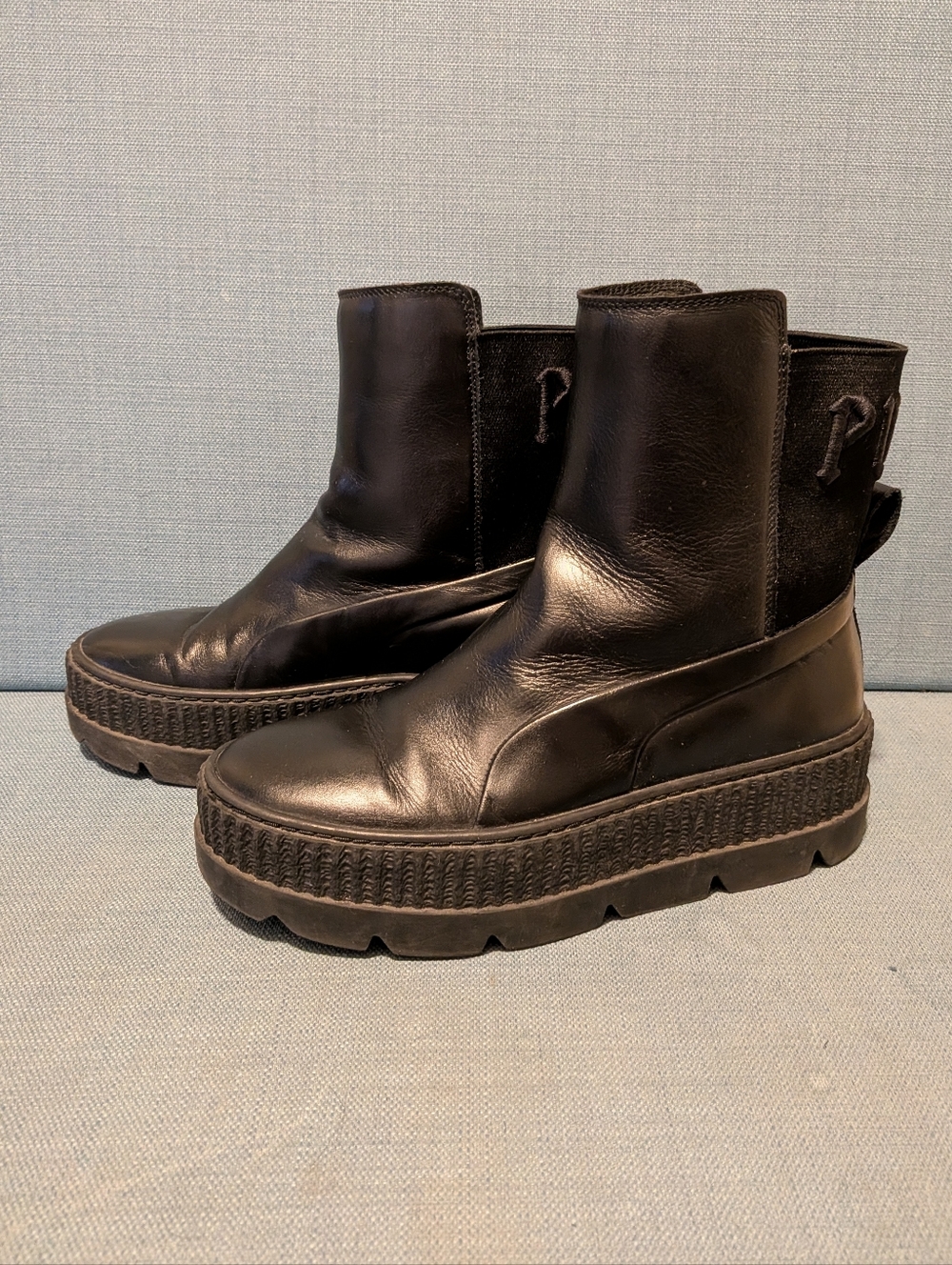 Puma Black Platform Leather Ankle Boots